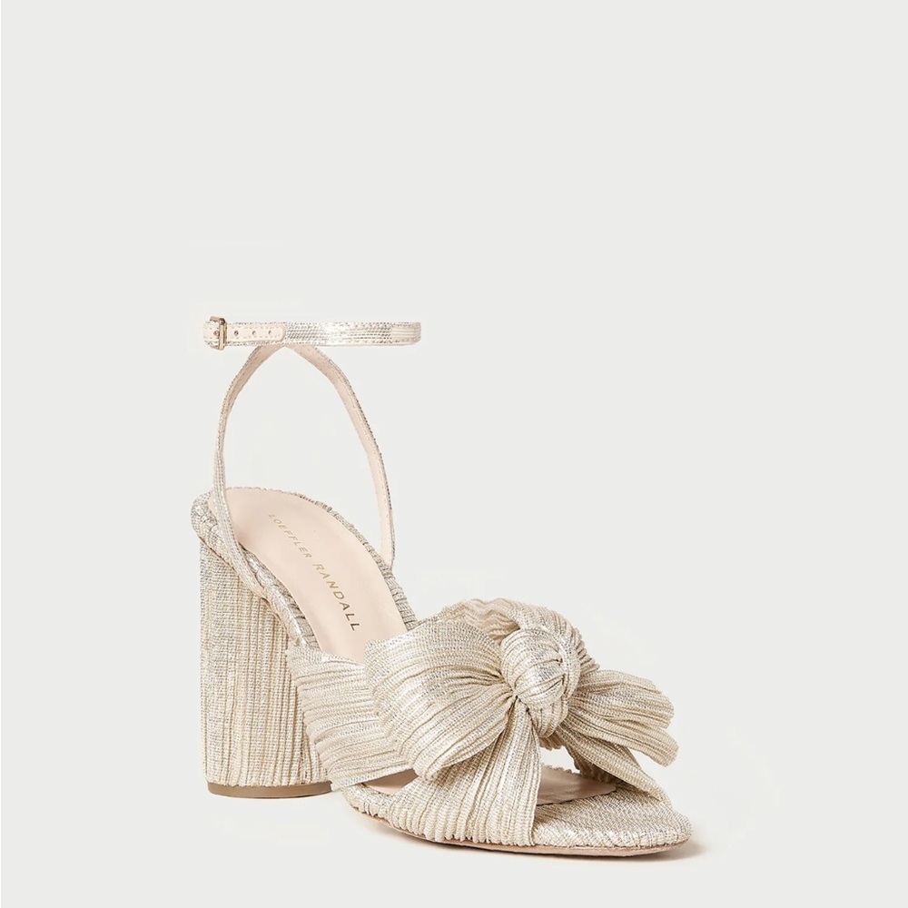 Loeffler Randall Camellia Gold Pleated Bow Heel - Picture 5 of 5